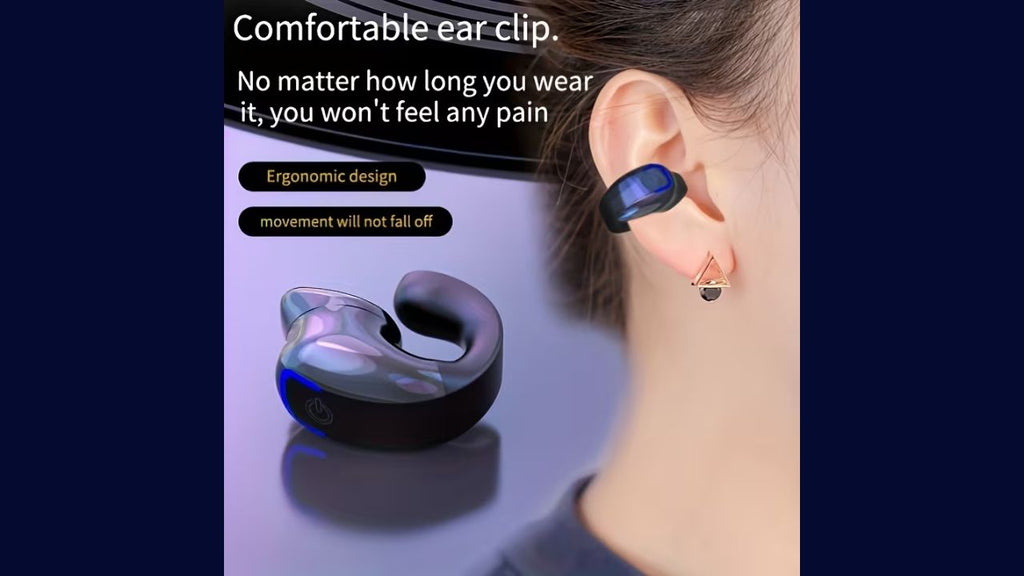 Wireless Open-Ear Clip-On Headphones with Long Battery Life,