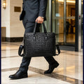 Crocodile-Embossed Pattern Briefcase,