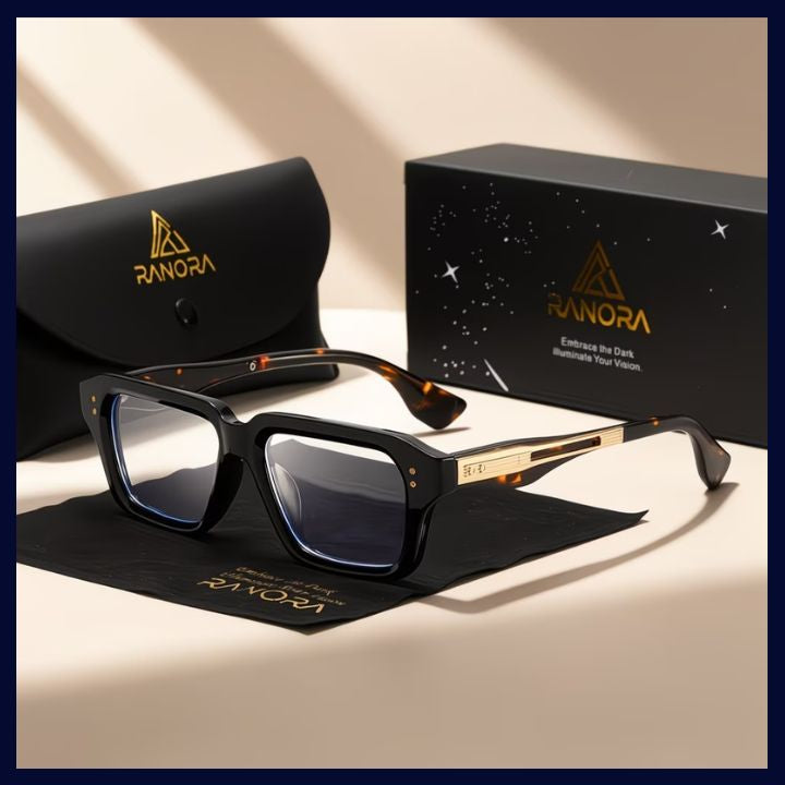 RANORA  Premium Men'S Fashion Glasses, Retro Square Unisex Rivet