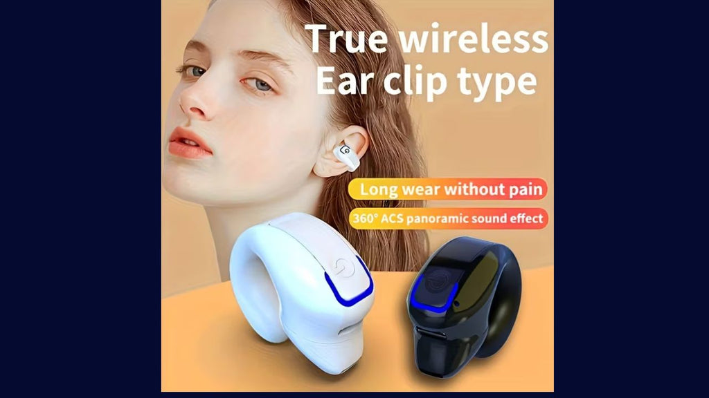 Wireless Open-Ear Clip-On Headphones with Long Battery Life,