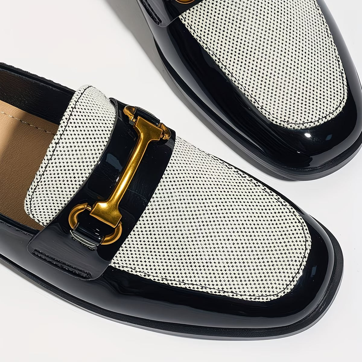 An Elegant Pair of Women's Square-toed Metal Horsebit Blocked