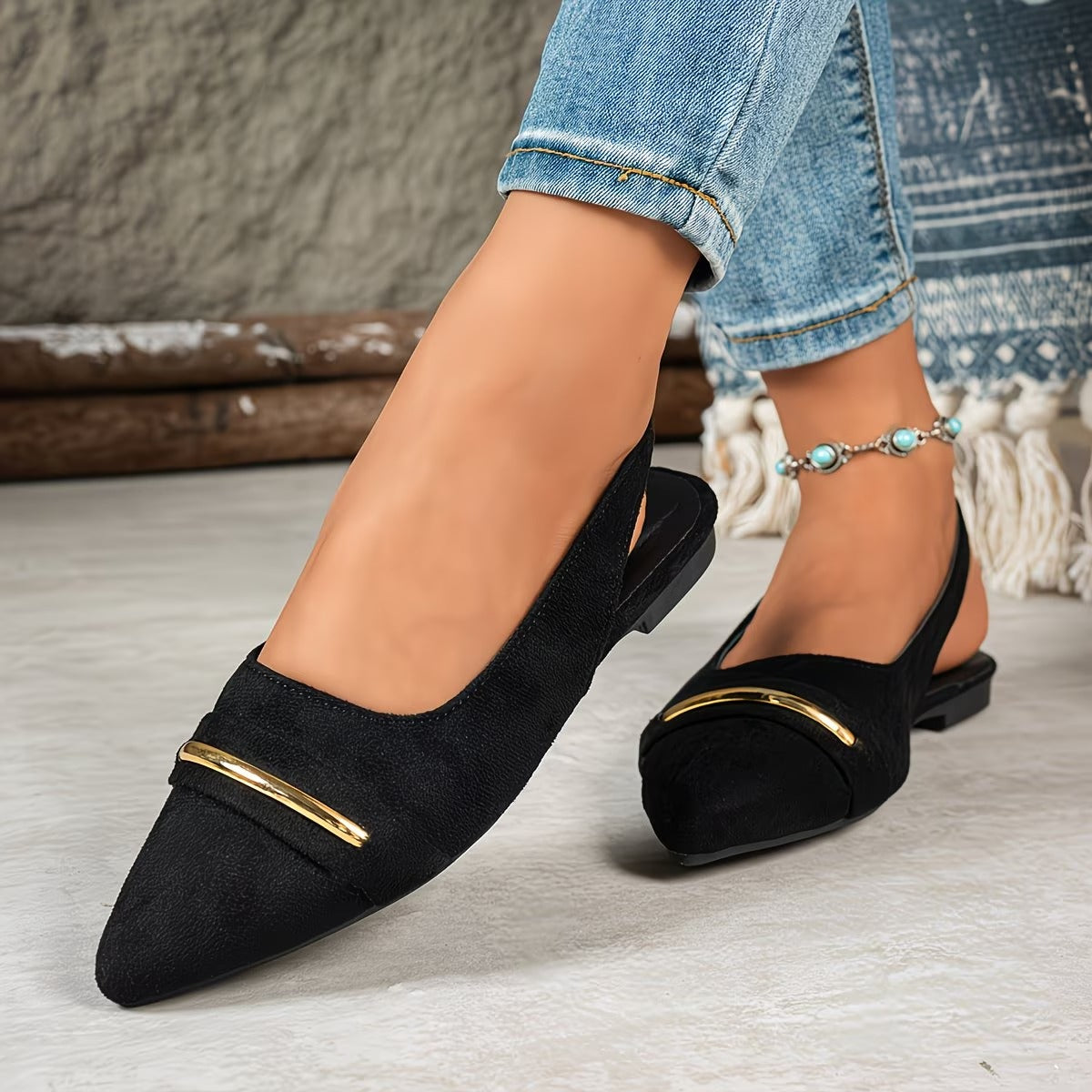 Women's Flat Shoes, Pointed Toe Style, Elegant and Versatile Loafers,