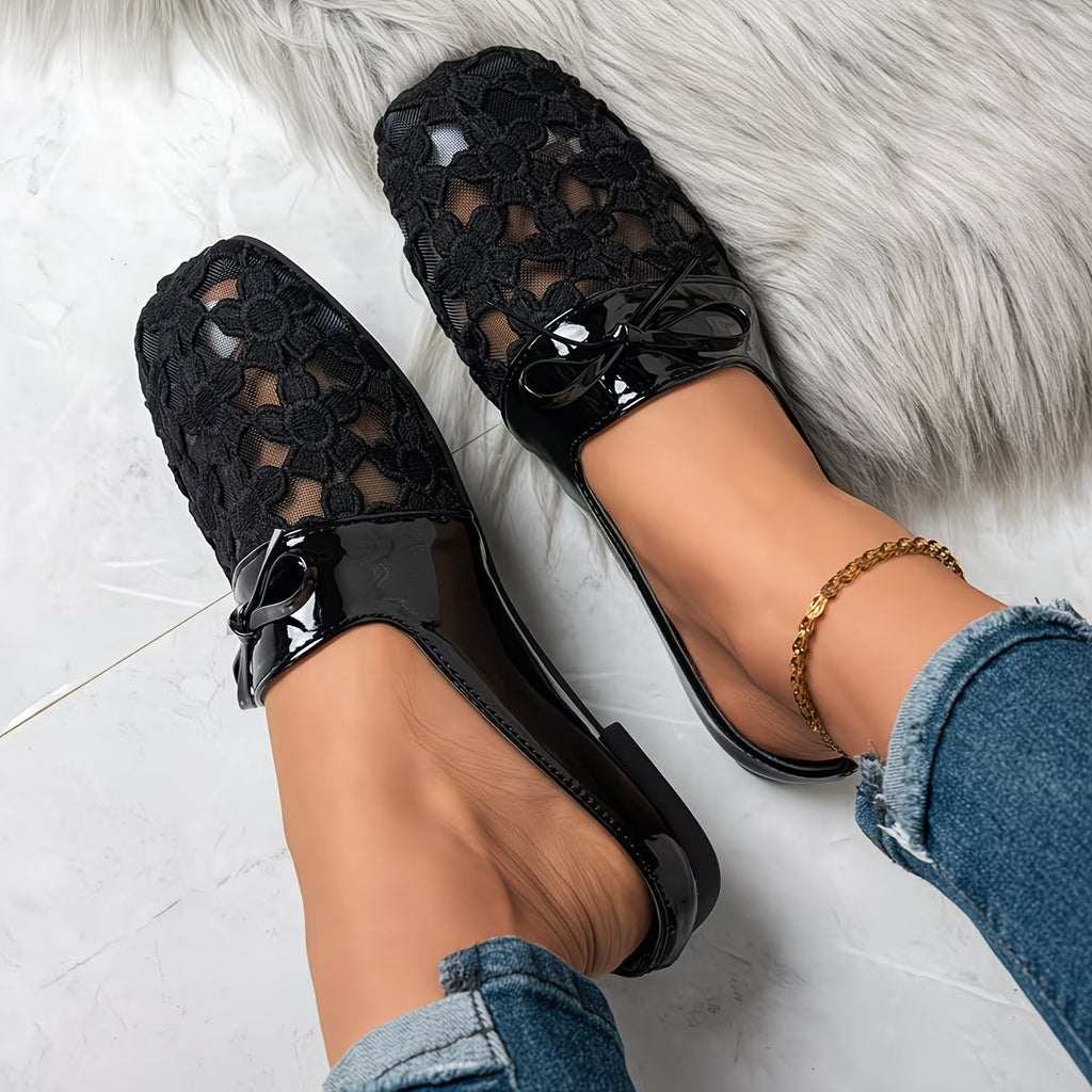 Women'S Floral Lace Mesh Breathable Flat Shoes,