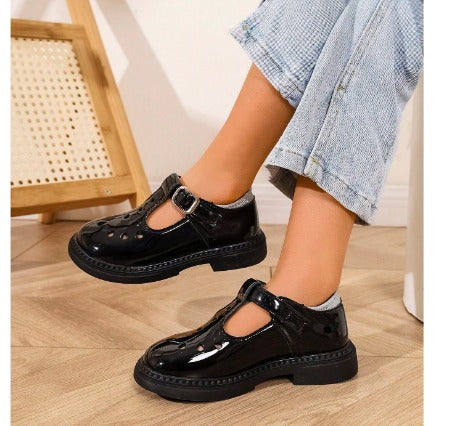 Honey Girl  Original Mary Jane Girls' School Style Cute Solid Color Flat Pu Mary Jane Shoes