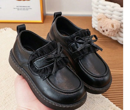Best-Selling Girls' Lace Bow PU Shoes,