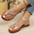 Women's Rhinestone Leaf Strappy Backless Sandals