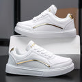 A Pair of Trendy Cool Color-Blocked Golden, Silvery, Black, and White Sneakers for Girls! Kids'